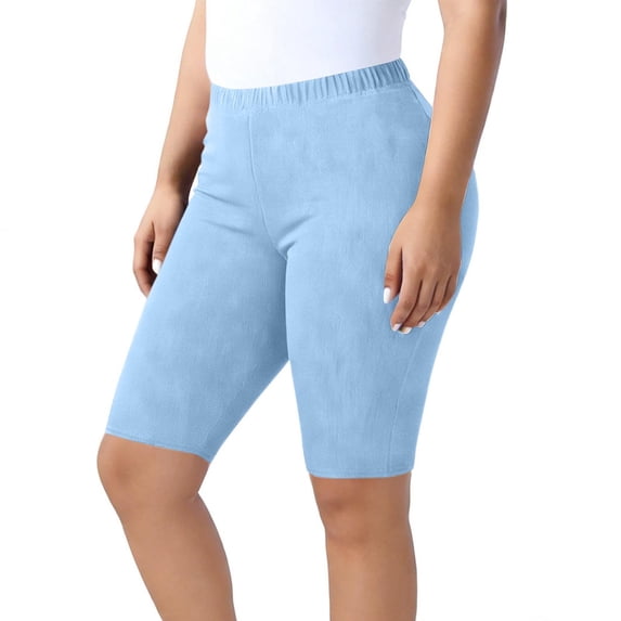 BRGZLK Womens Plus Size Five Quarter Shorts Stretch Elastic Waist Knee Length Ribbed Legging Summer Pull On Tummy Control Yoga Pants