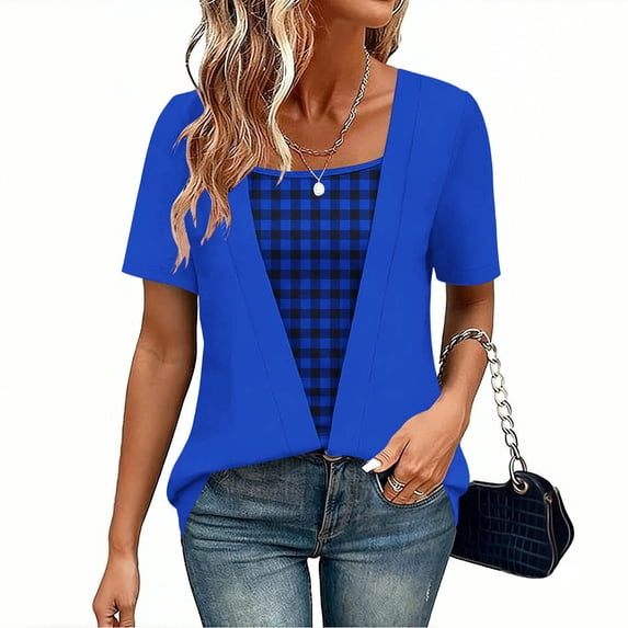 BRGZLK Womens Short Sleeve Shirts Summer Tops Trendy Blouses Casual T Shirts Beach Vacation Clothes
