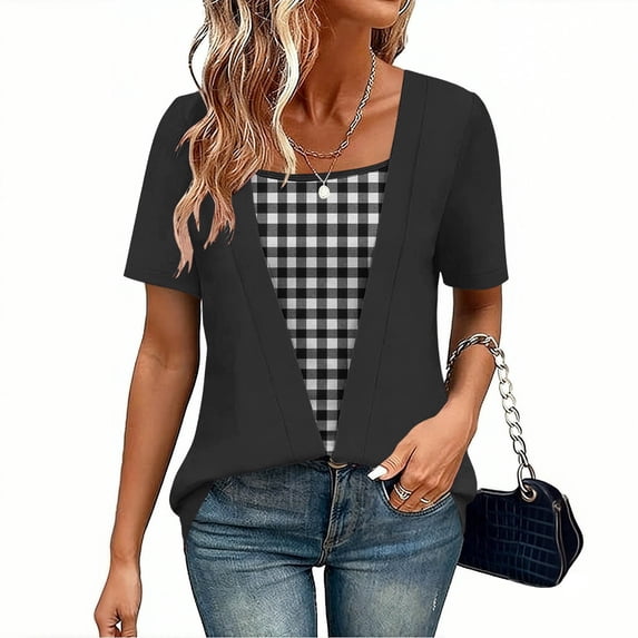 BRGZLK Womens Short Sleeve Shirts Summer Tops Trendy Blouses Casual T Shirts Beach Vacation Clothes