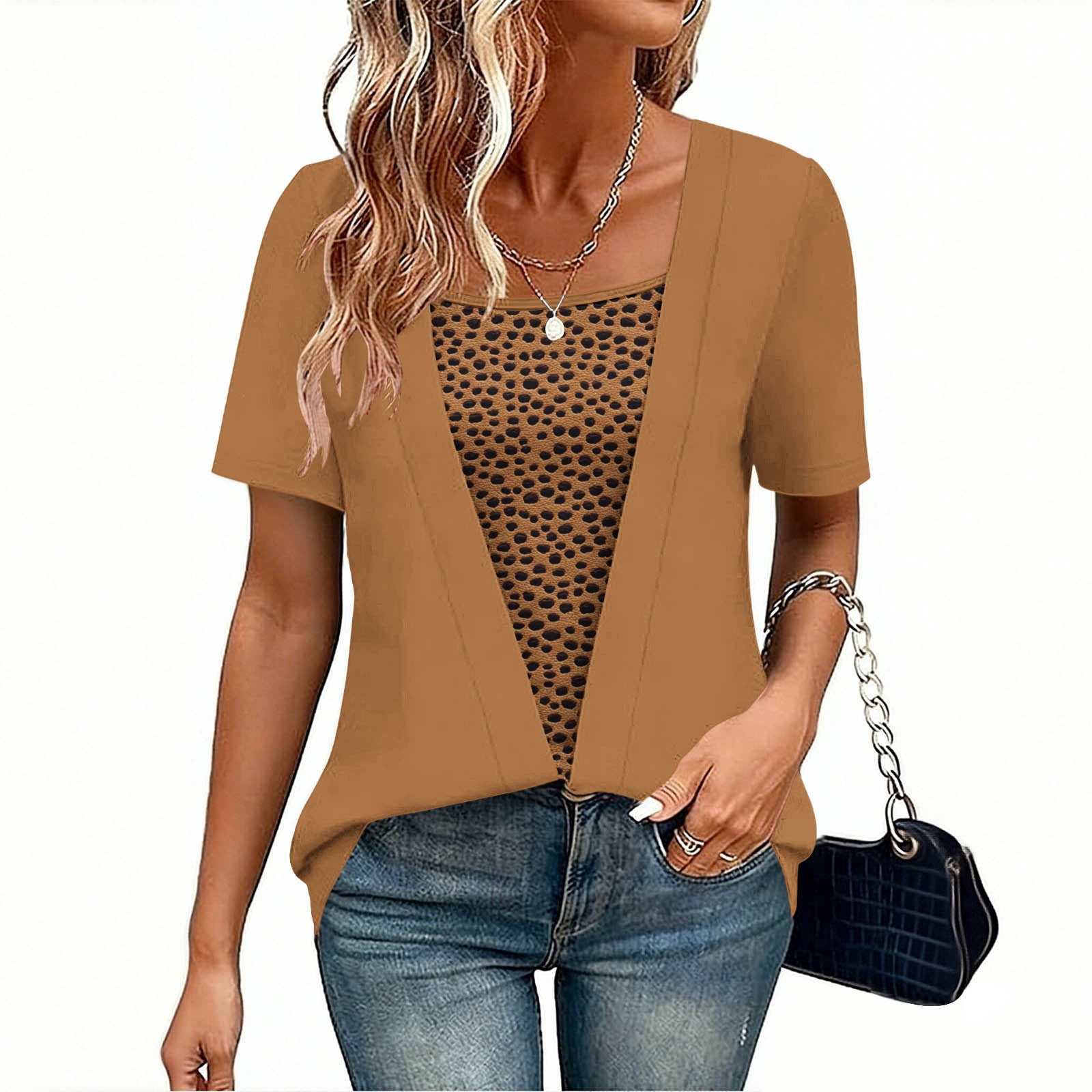 BRGZLK Womens Short Sleeve Tops Casual V Neck Shirts Summer Floral ...