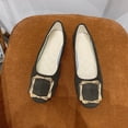 thumbnail image 1 of BRGZLK Womens Square Toe Ballet Flat Casual Fashionable Comfortable Breathable Candy Colored Work Shoes Solid Color Buckle Flat Bottom Plus Size Cloth Shoes Army Green 7, 1 of 4
