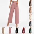 thumbnail image 1 of BRGZLK Womens Straight Pants Wide Leg Trousers 2026 High Elastic Waist Loose Business Pleated Long with Pockets, 1 of 7