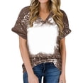 thumbnail image 1 of BRGZLK Womens Summer Tops Tie Dye Gradient V Neck Short Sleeve T Shirt Casual Fashion Loose fit Basic Ladies T Shirts Coffee M, 1 of 5