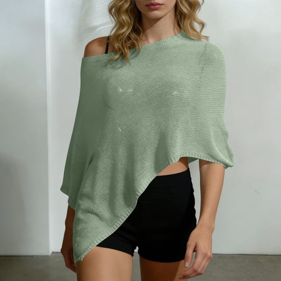 BRGZLK Womens Swimsuit Cover Up 2026 Trendy Button Bell Sleeve Long Sleeve V Neck Cut Out Beach Vacation Sun Protection Mesh Knit Bikini Cover Up Blue L