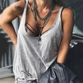 thumbnail image 1 of BRGZLK Womens Tank Tops 2025 Summer Fashion Solid Color Camisole Loose Casual V-Neck Sleeveless T-Shirt Gray S, 1 of 5