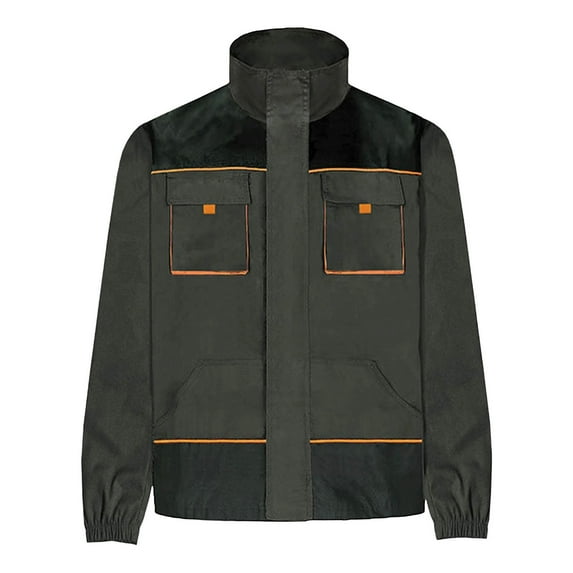BRGZLK Work Jacket Men Solid Color Long Sleeve Work Uniform Multi Pocket Wear Resistant Workwear Uniform Dark Gray XXXXXL