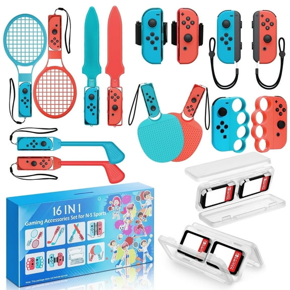 BRHE Nintendo Switch Sports Accessories 16 in 1 Nintendo Sports Accessories Bundle for Switch Sports Games,Family Accessories Kit for Switch/OLED Sports Games