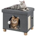 BRIAN & DANY Foldable Cat Bed for Indoor Cats, Large Cat Cube for Pet Cat House with Cat Scratch