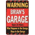 thumbnail image 1 of BRIAN'S Garage Warning Man Cave Wall Decor 12x18 Metal Sign 112180030023, 1 of 1