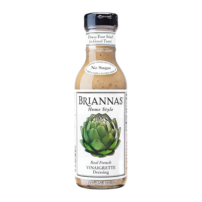 BRIANNAS - Home Style Real French Vinaigrette Dressing  Fine Salad Dressing made with Premium Ingredients - Gluten Free, Kosher, No Sugar, & Vegan Dressing - 12 oz. Bottle