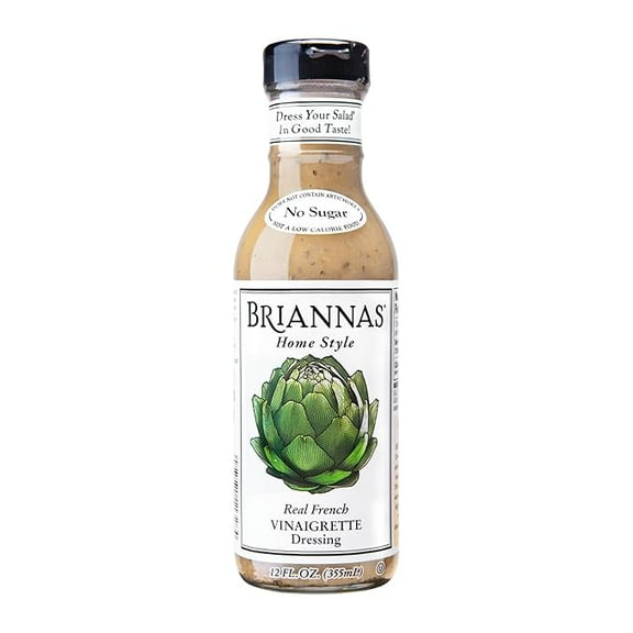 BRIANNAS - Home Style Real French Vinaigrette Dressing  Fine Salad Dressing made with Premium Ingredients - Gluten Free, Kosher, No Sugar, & Vegan Dressing - 12 oz. Bottle ( Pack of 2 )