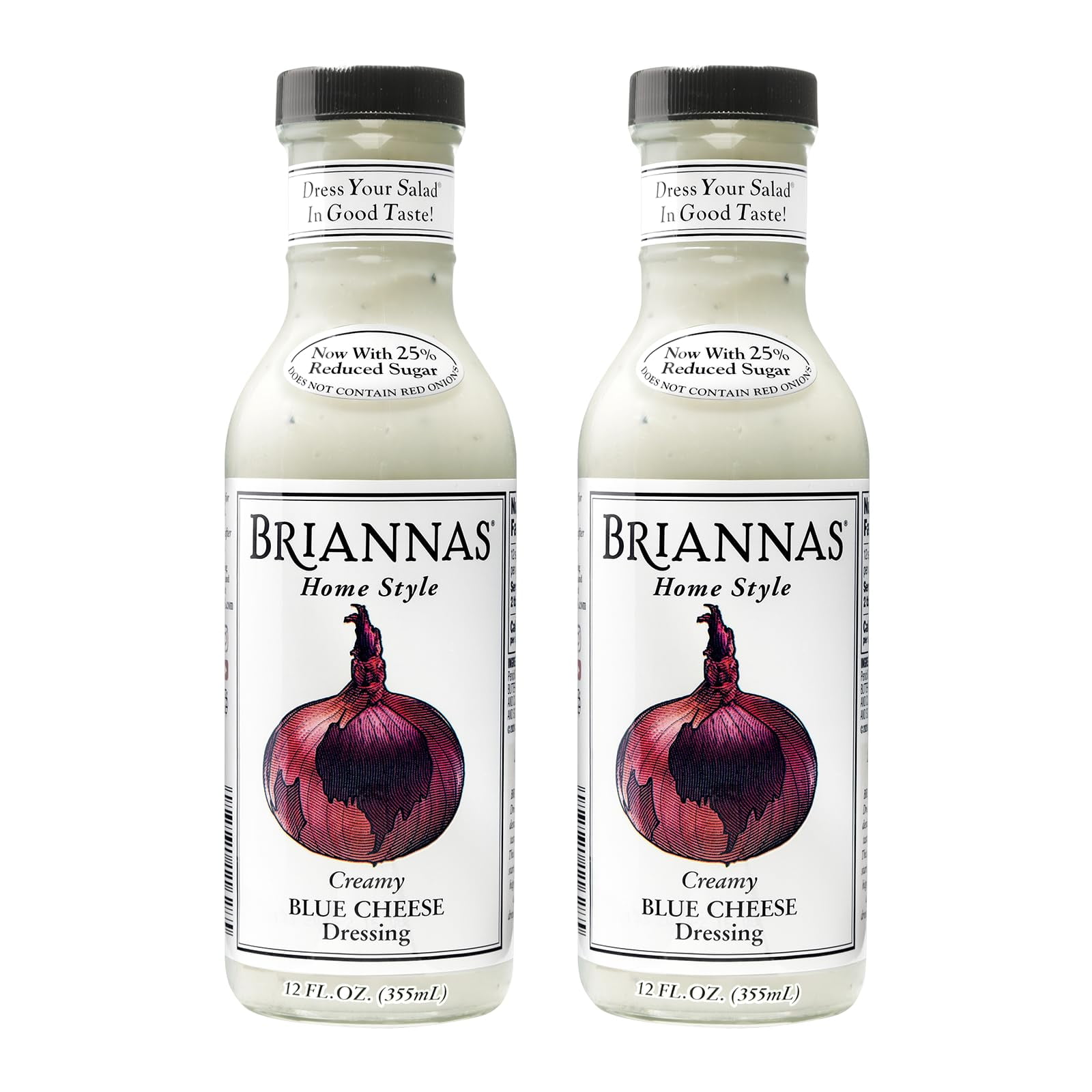 BRIANNAS - HomeTRDNStyle Creamy Blue Cheese Dressing - Fine Salad Dressing made with Premium Ingredients - Gluten Free & Low Sugar Dressing - 12 oz. Bottles - 2 Pack