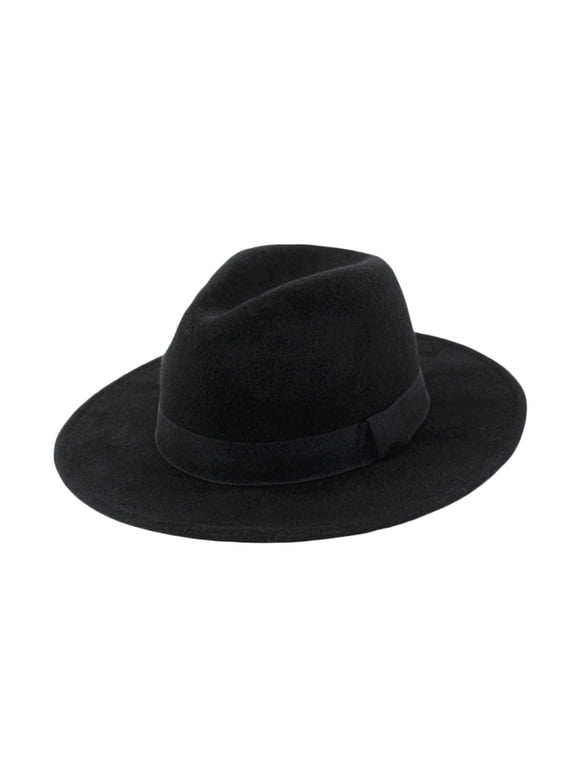 1920s Fedora Hat for Men Wide Brim Fedora Hat Felt Panama Cap with Band for Women Men Black One Size