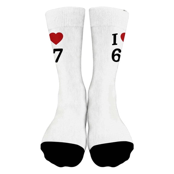 BRICH 67 Meme Funny Six Seven Funny Number Half Calf Sock for Adult White4 One Size