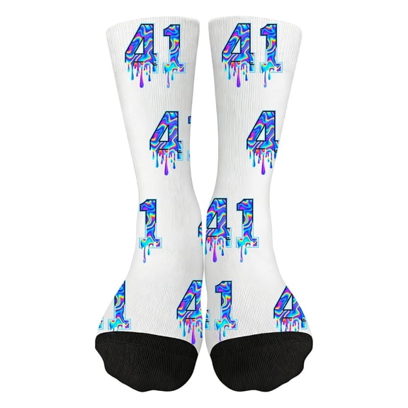 BRICH 67 Six Seven 41 Four One Meme Design Funny Socks for Men Women White One Size