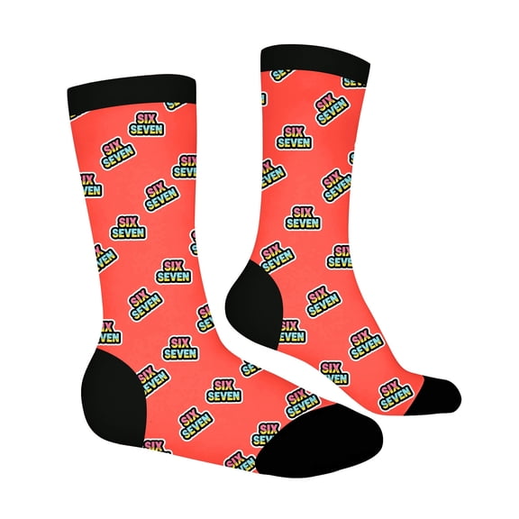 BRICH 67 Socks for Adult Funny Six Seven 6 7 Meme Socks Novelty Socks 01-Watermelon Red One Size