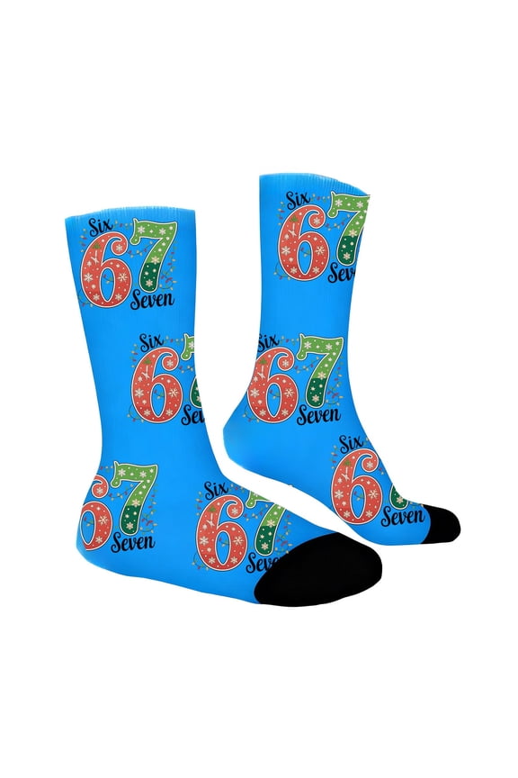67 Socks for Boys Girls Toddler 6 7 Meme Funny Ice Creams Baseball Socks Kids Six Seven Graphic Soft Comfy Sock Blue One Size