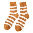 thumbnail image 1 of BRICH Adult Unisex Women Men Striped Thick Plush Warm Floor Socks Autumn Winter Soft Cozy Casual Middle Tube Socks Orange One Size, 1 of 4