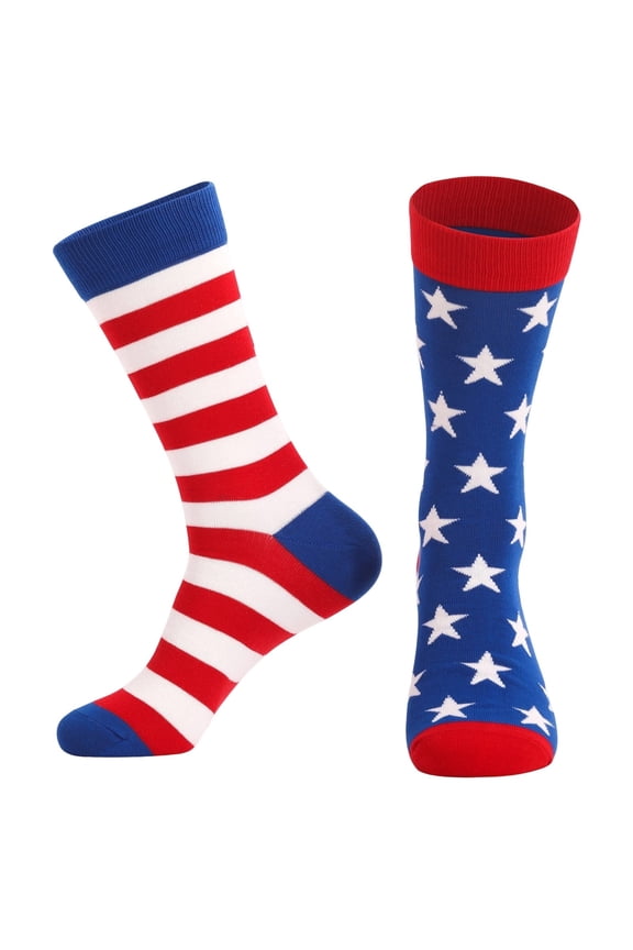 American Flag Socks for Men Women Funny 4th July Socks USA Patriotic Freedom Day Gifts Stocking Stuffers for Patriot Blue One Size