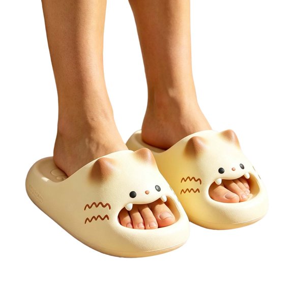 BRICH Animal Printed Slippers for Women Men Cute Indoor Slippers Cushioned Sole Waterproof Sliders 04-Yellow 10.5