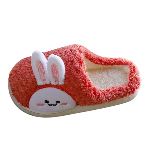 BRICH Boys Girls Plush Slippers Cute Animal Graphic Fuzzy House Indoor Shoes Flat Non Warm Closed Toe Shoe Winter Home