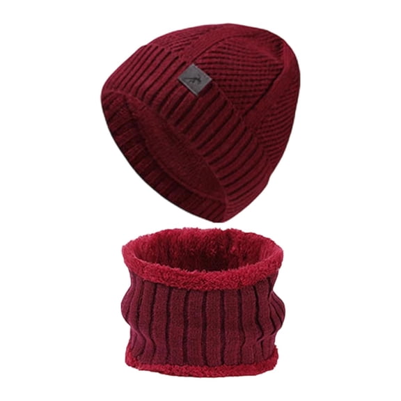 BRICH Couple Unisex 2 Piece Winter Beanie Hat Scarf Warm Lined Knit Hats Neck Scarf Set Winter Gifts One Size