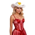thumbnail image 1 of BRICH Cowboy Hat Heart Pattern Western Hat Travel Casual Wear Hats Fashion Denims Hats for Daily Fashion Statements 01-White2 One Size, 1 of 6