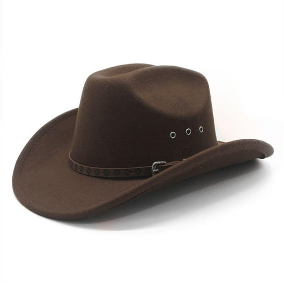 BRICH Cowboy Hat for Women Men with Shapeable Wide Brim Western Suede Hat for Cowboys and Cowgirls Brown One Size