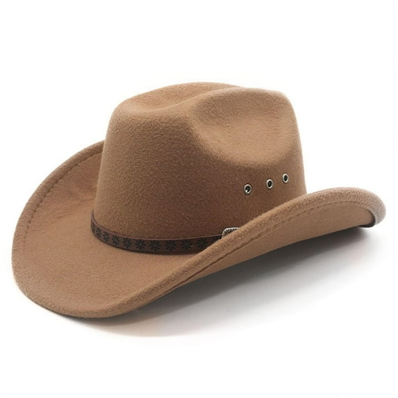 BRICH Cowboy Hat for Women Men with Shapeable Wide Brim Western Suede Hat for Cowboys and Cowgirls Khaki One Size