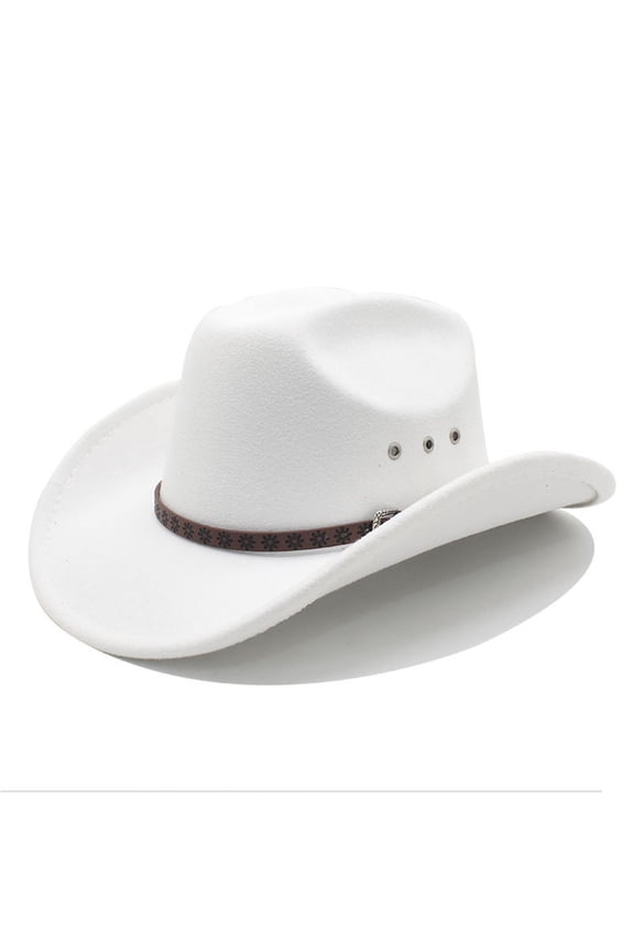 Cowboy Hat for Women Men with Shapeable Wide Brim Western Suede Hat for Cowboys and Cowgirls White One Size