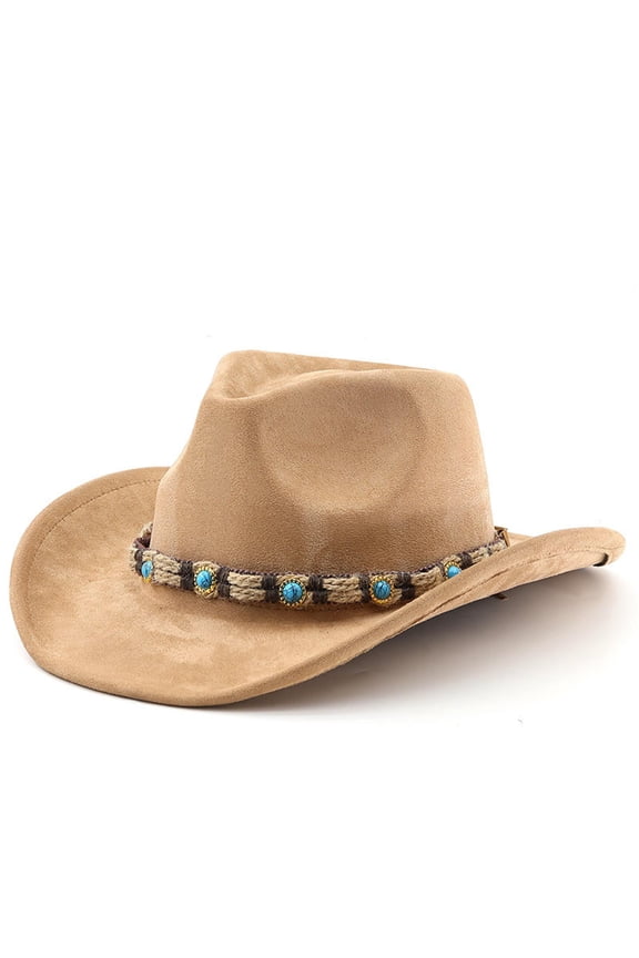 Cowboy Hat for Women and Men with Shapeable Wide Brim Felt Western Hats for Cowboys and Cowgirls Beige One Size
