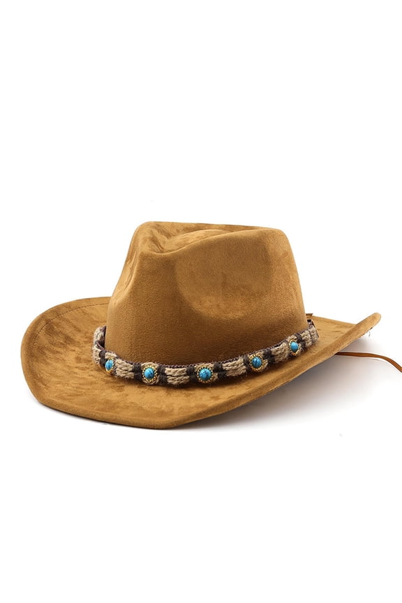 Cowboy Hat for Women and Men with Shapeable Wide Brim Felt Western Hats for Cowboys and Cowgirls Khaki One Size
