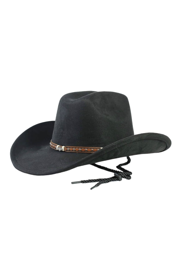 Cowboy Hats for Women Men Wide Brim Western Cowboy Hat Classic Roll up Resistant Felt Rancher Hats 04-Black One Size