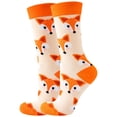 thumbnail image 1 of BRICH Cute Cartoon Patterns Funny Crew Socks for Adults Khaki One Size, 1 of 2