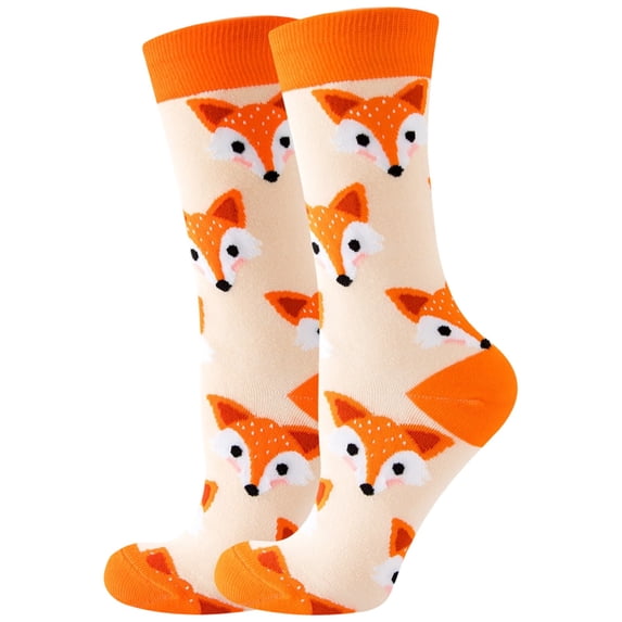 BRICH Cute Cartoon Patterns Funny Crew Socks for Adults Khaki One Size