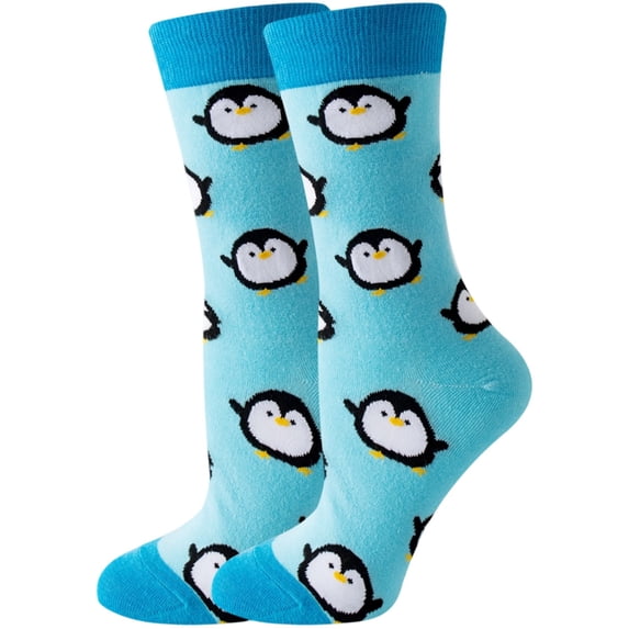 BRICH Cute Cartoon Patterns Funny Crew Socks for Adults Sky Blue2 One Size