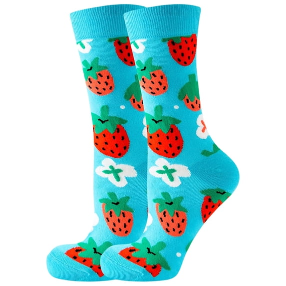 BRICH Cute Cartoon Patterns Funny Crew Socks for Adults Sky Blue3 One Size