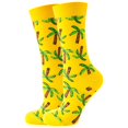 thumbnail image 1 of BRICH Cute Cartoon Patterns Funny Crew Socks for Adults Yellow One Size, 1 of 2