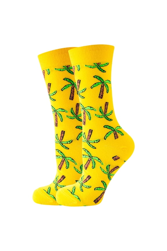Cute Cartoon Patterns Funny Crew Socks for Adults Yellow One Size