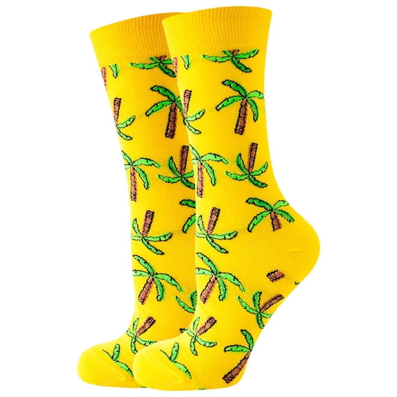 BRICH Cute Cartoon Patterns Funny Crew Socks for Adults Yellow One Size
