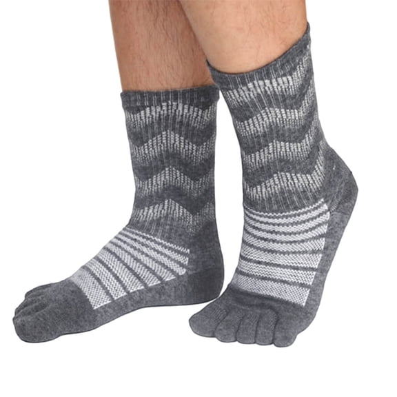 BRICH Five Toe Socks for Men Moisture Wicking Athletic Running Ankle Height Dark Gray XL