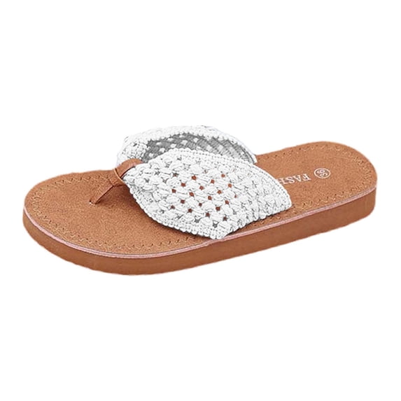 BRICH Flip Flop for Women Dressy Summer on Flat Sandals Open Toes Slides Summer Outdoor Breathable Beach Walking Thong Sandals Beige 8.5