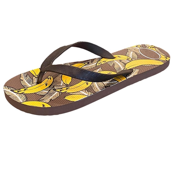 BRICH Flip Flops for Women Men Printed Holiday Casual Thong Sandals Lightweight Anti- Beach Rubber Shower Shoes Summer Comfortable Slippers Coffee 11.5