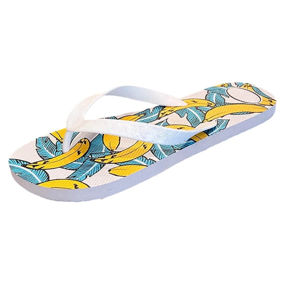 BRICH Flip Flops for Women Men Printed Holiday Casual Thong Sandals Lightweight Anti- Beach Rubber Shower Shoes Summer Comfortable Slippers White 8.5