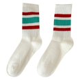 thumbnail image 1 of BRICH Fun Fashion Striped Crew Socks for Women Sporty Casual Tube Socks 21-Red A, 1 of 4
