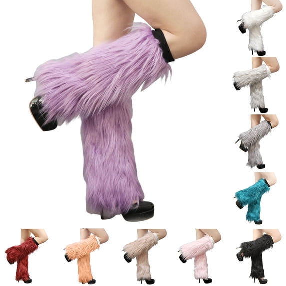BRICH Fuzzy Leg Warmers for Women Heels Long Boots Cover Has Elasticity One Pair Boot Cover 40CM