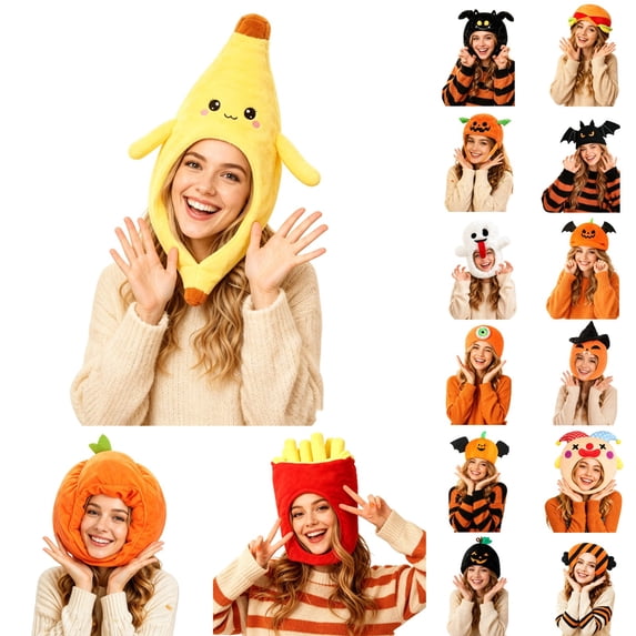 BRICH Halloween Novelty Hat Plush Headband Cap for Adult Halloween Christmas Party 01-Yellow One Size