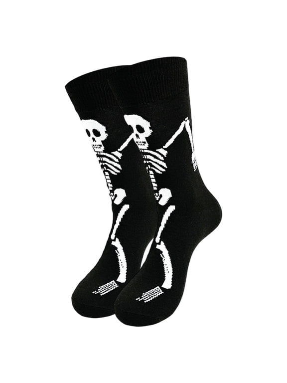 Halloween Socks for Men Women Skeleton Ghost Bat Socks Crazy Funny Happy Halloween Gifts Black2 One Size