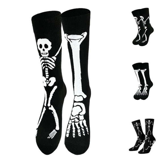 BRICH Halloween Socks for Men Women Skeleton Ghost Bat Socks Crazy Funny Happy Halloween Gifts Black4 One Size
