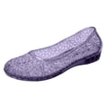 thumbnail image 1 of BRICH Jelly Mesh Ballet Flats for Women Sparkly Clear Jelly Slides on Slippers Low Heel Dressy Ballerina Shoes Summer Beach Footwear Blue 7.5, 1 of 7